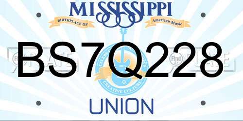 BS7Q228 Mississippi License Plate