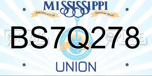 BS7Q278 Mississippi License Plate