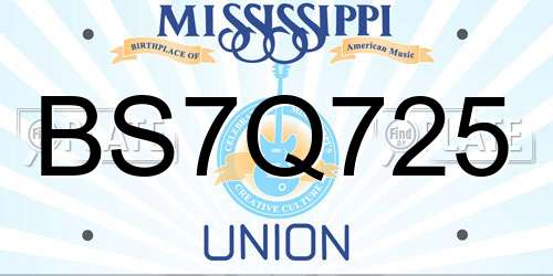 BS7Q725 Mississippi License Plate