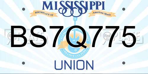 BS7Q775 Mississippi License Plate