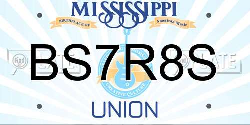 BS7R8S Mississippi License Plate