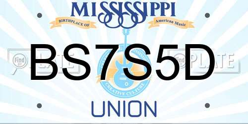 BS7S5D Mississippi License Plate