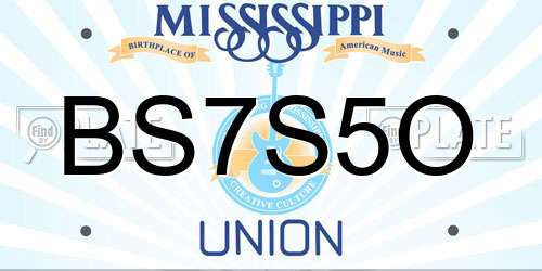 BS7S5O Mississippi License Plate