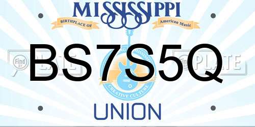 BS7S5Q Mississippi License Plate