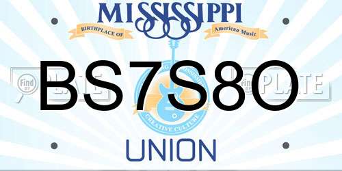 BS7S8O Mississippi License Plate