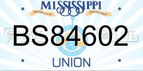 BS84602 Mississippi License Plate