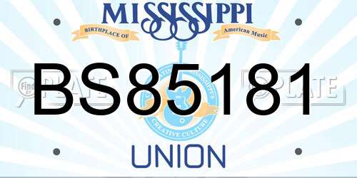 BS85181 Mississippi License Plate