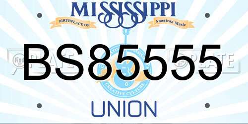 BS85555 Mississippi License Plate