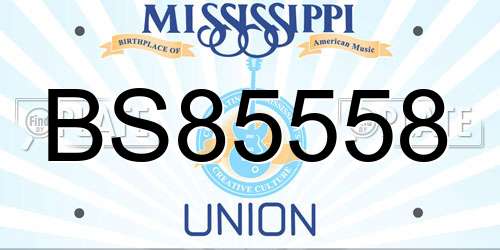 BS85558 Mississippi License Plate
