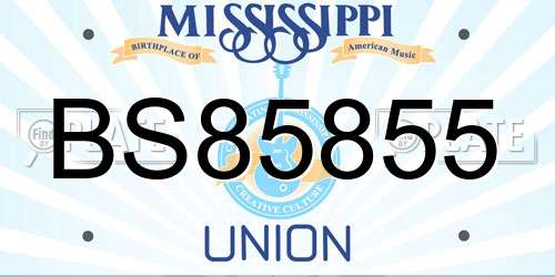 BS85855 Mississippi License Plate