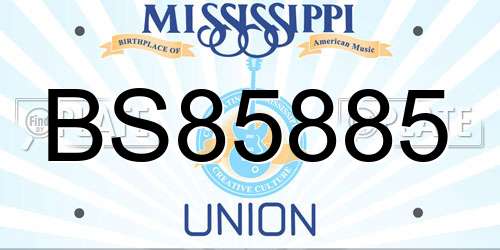BS85885 Mississippi License Plate
