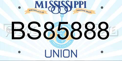 BS85888 Mississippi License Plate