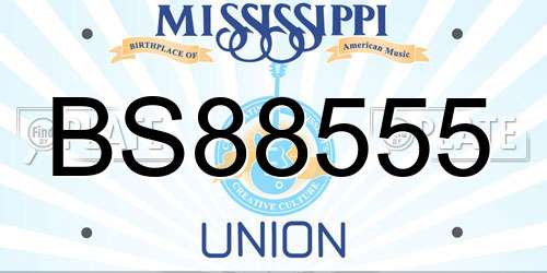 BS88555 Mississippi License Plate