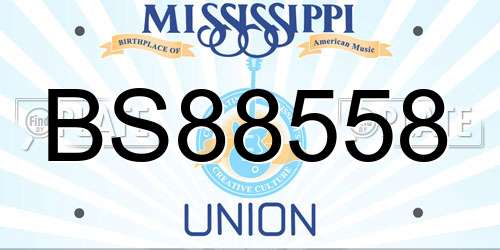 BS88558 Mississippi License Plate