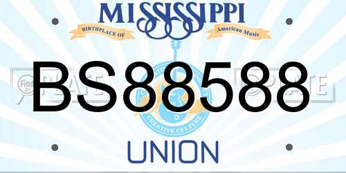 BS88588 Mississippi License Plate