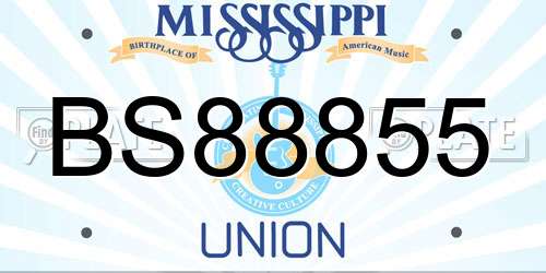 BS88855 Mississippi License Plate