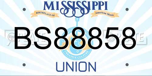 BS88858 Mississippi License Plate