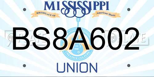 BS8A602 Mississippi License Plate