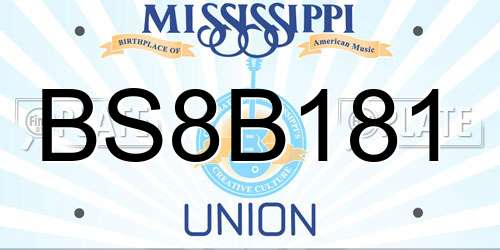 BS8B181 Mississippi License Plate