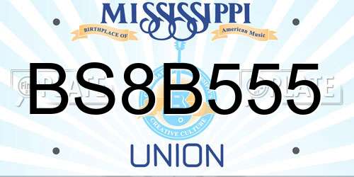BS8B555 Mississippi License Plate