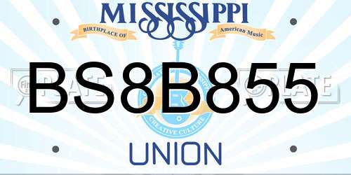BS8B855 Mississippi License Plate
