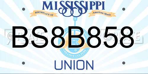 BS8B858 Mississippi License Plate