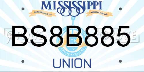 BS8B885 Mississippi License Plate