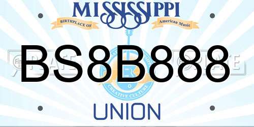 BS8B888 Mississippi License Plate