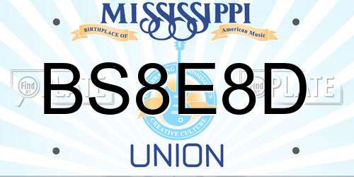 BS8E8D Mississippi License Plate