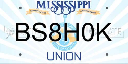 BS8H0K Mississippi License Plate