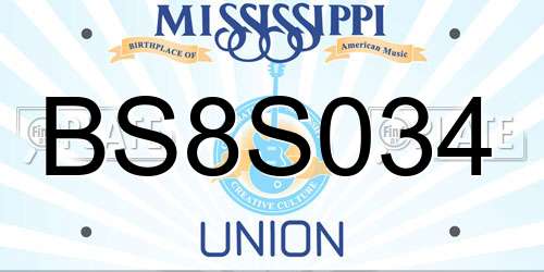 BS8S034 Mississippi License Plate