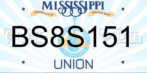 BS8S151 Mississippi License Plate