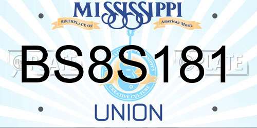 BS8S181 Mississippi License Plate
