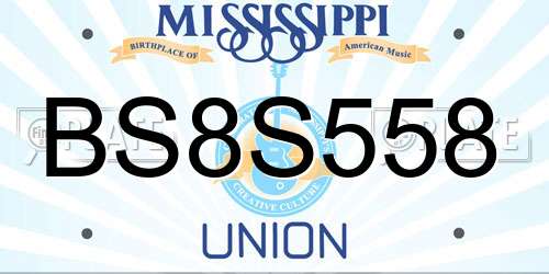 BS8S558 Mississippi License Plate