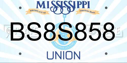 BS8S858 Mississippi License Plate
