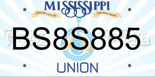 BS8S885 Mississippi License Plate