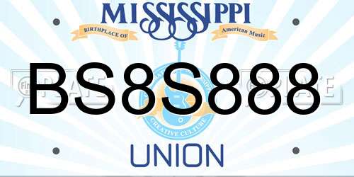 BS8S888 Mississippi License Plate