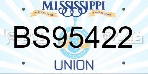 BS95422 Mississippi License Plate
