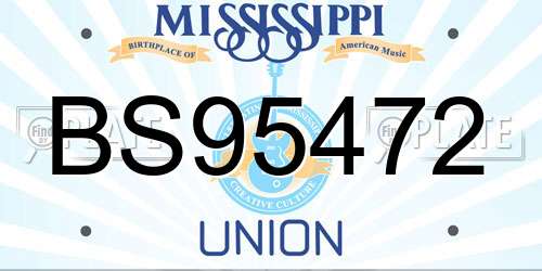 BS95472 Mississippi License Plate
