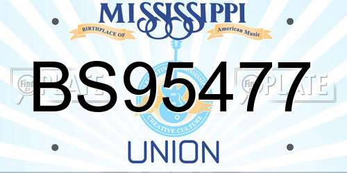 BS95477 Mississippi License Plate