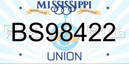 BS98422 Mississippi License Plate