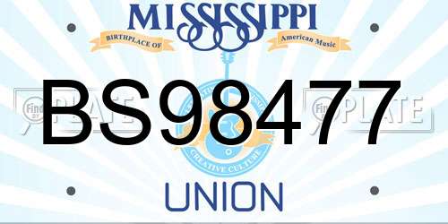 BS98477 Mississippi License Plate