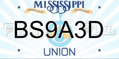 BS9A3D Mississippi License Plate