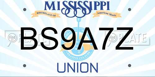 BS9A7Z Mississippi License Plate