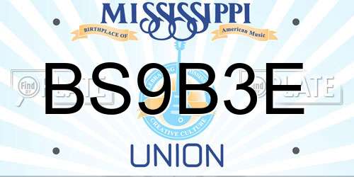 BS9B3E Mississippi License Plate