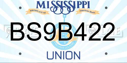 BS9B422 Mississippi License Plate