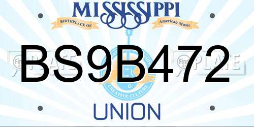 BS9B472 Mississippi License Plate