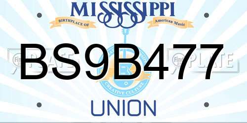 BS9B477 Mississippi License Plate
