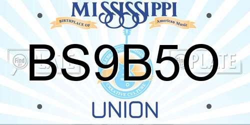 BS9B5O Mississippi License Plate