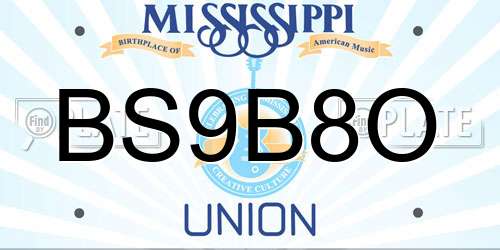 BS9B8O Mississippi License Plate
